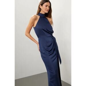 elle zeitoune Charlie High Neck Gown in Blue